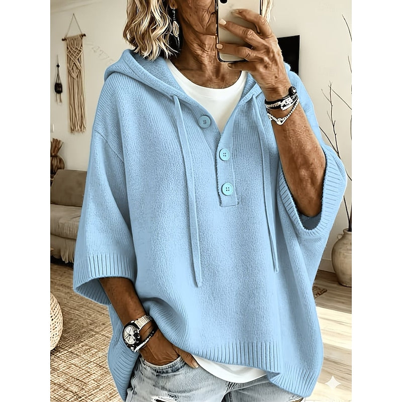 Agathe | Pull à Capuche Boutonné Décontracté