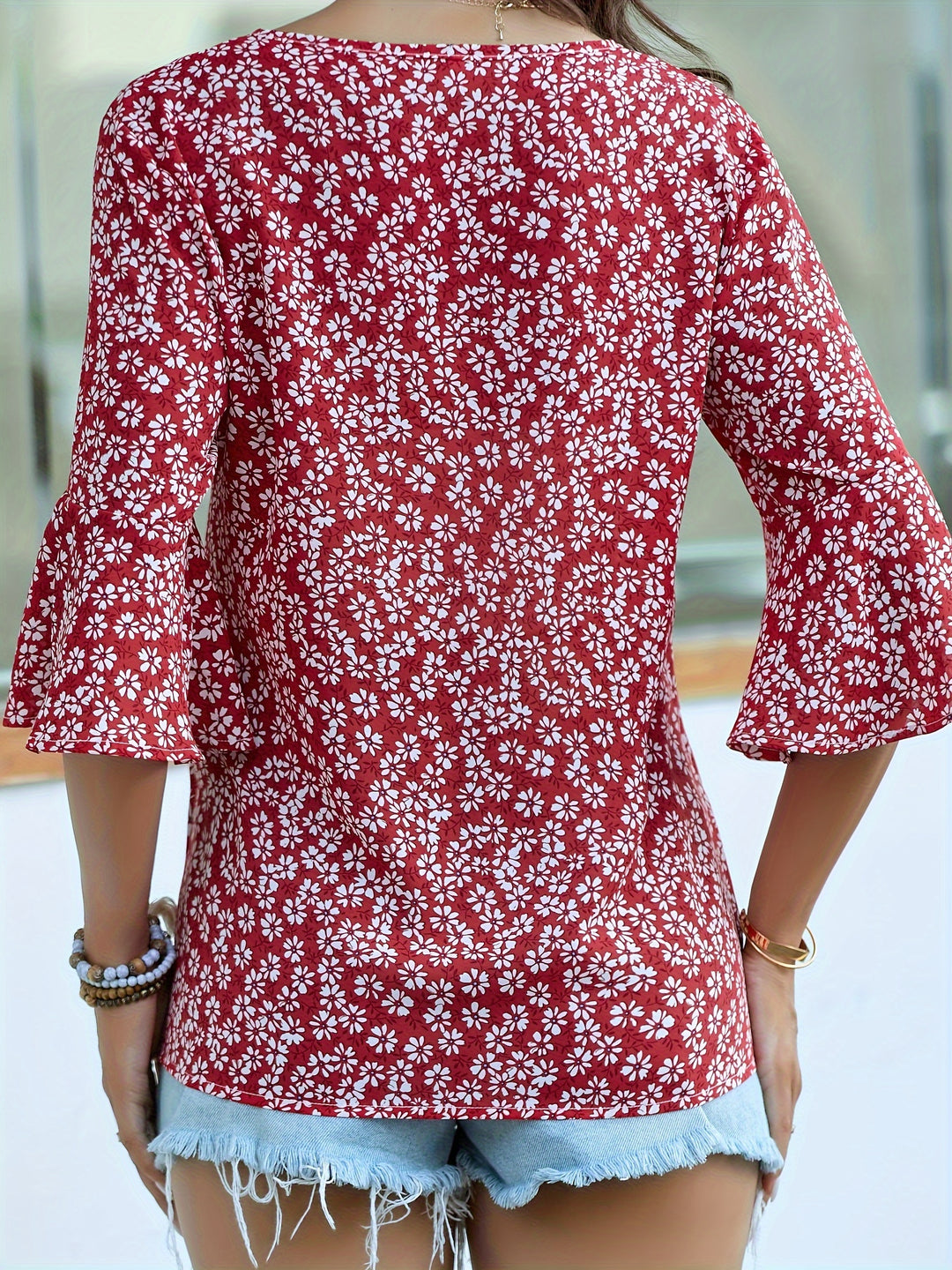 Armance | Blouse Fleurie à Manches Volantées