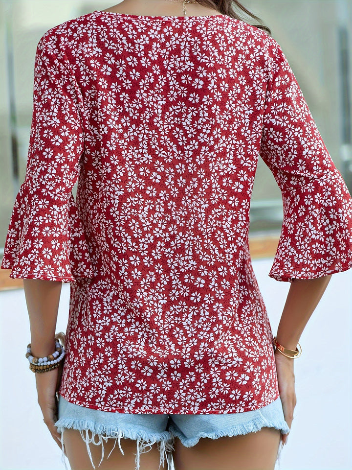 Armance | Blouse Fleurie à Manches Volantées