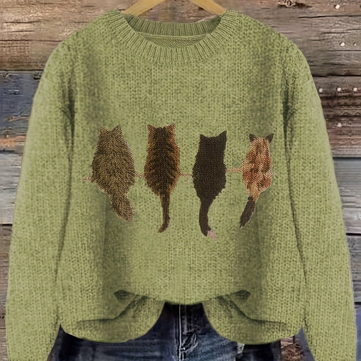 Clarisse | Pull Chaleureux à Imprimé Chats
