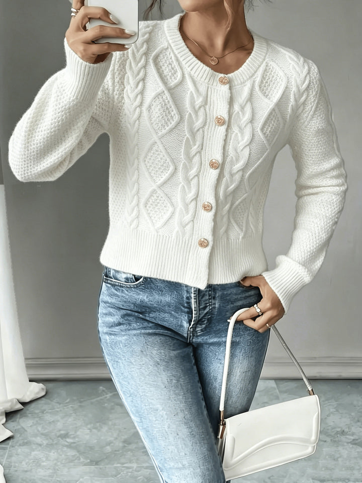 Ariane | Gilet Torsadé à Boutons Dorés