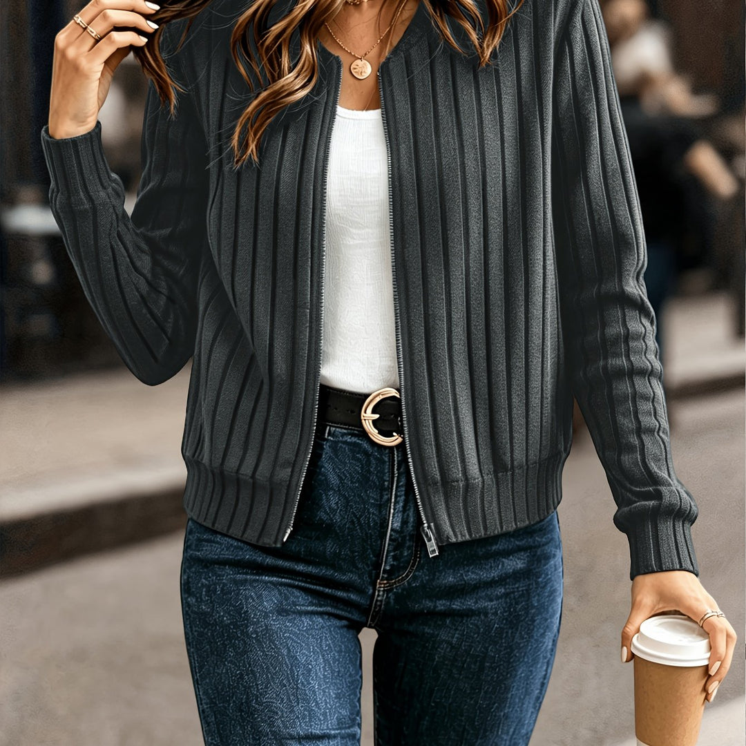 Séverine | Veste Zippée Côtelée Élégante