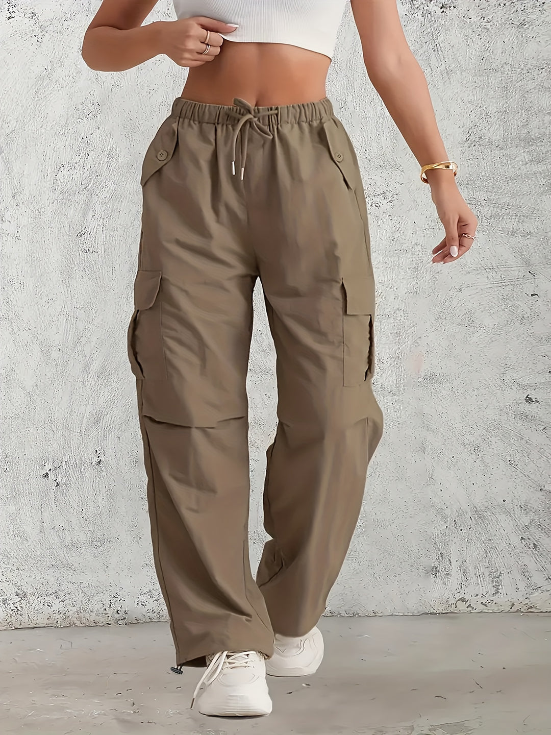 Corinne | Pantalon Cargo Fluide à Taille Coulissée