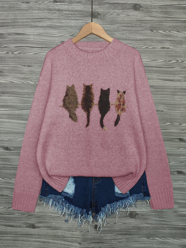 Clarisse | Pull Chaleureux à Imprimé Chats