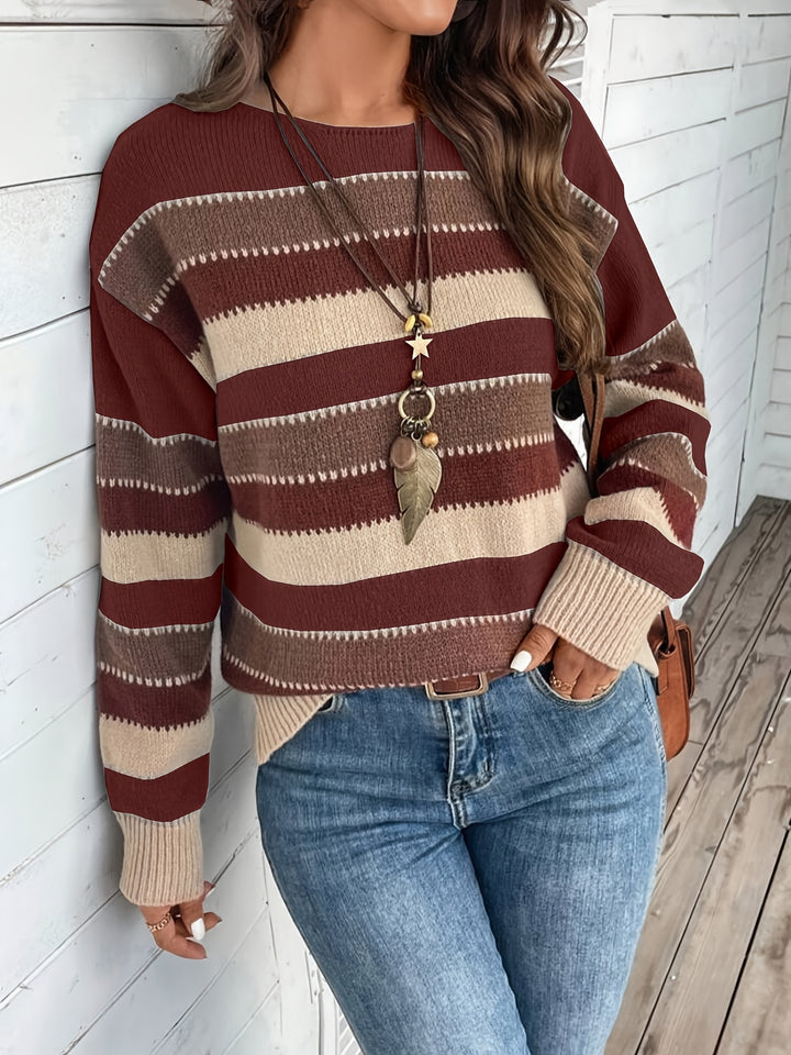 Béatrice | Pull Rayé Col Rond Coupe Ample
