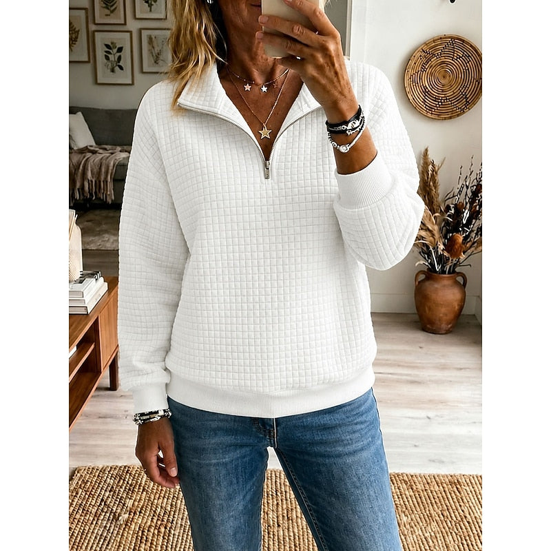 Simone | Sweat texturé à col zippé