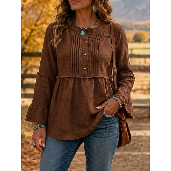 Aline | Blouse Bohème Froncée à Manches Longues