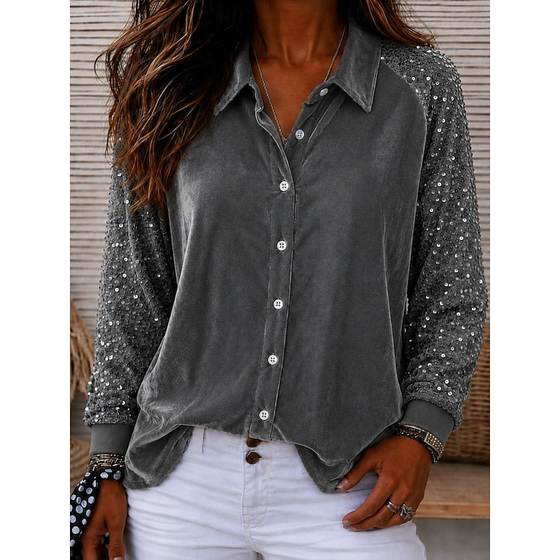 Fleur | Chemise Élégante à Manches Scintillantes