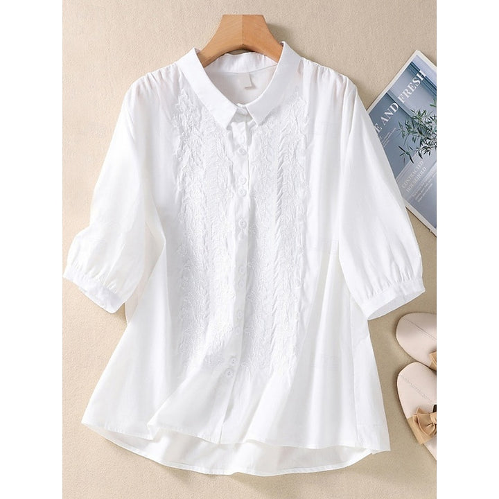 Josette | Blouse Brodée Col Claudine