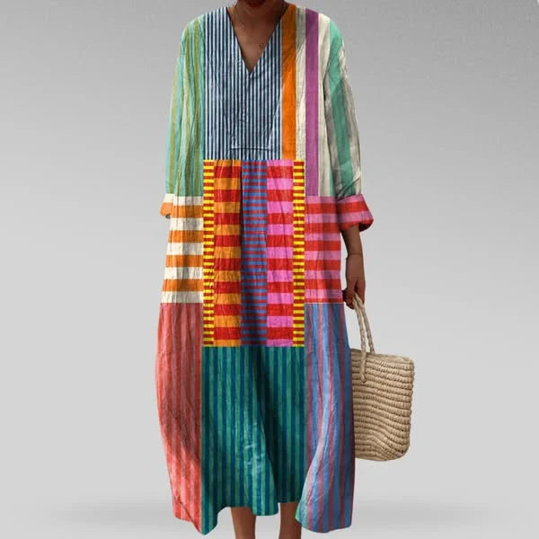 Ombeline | Robe Longue Graphique à Col V