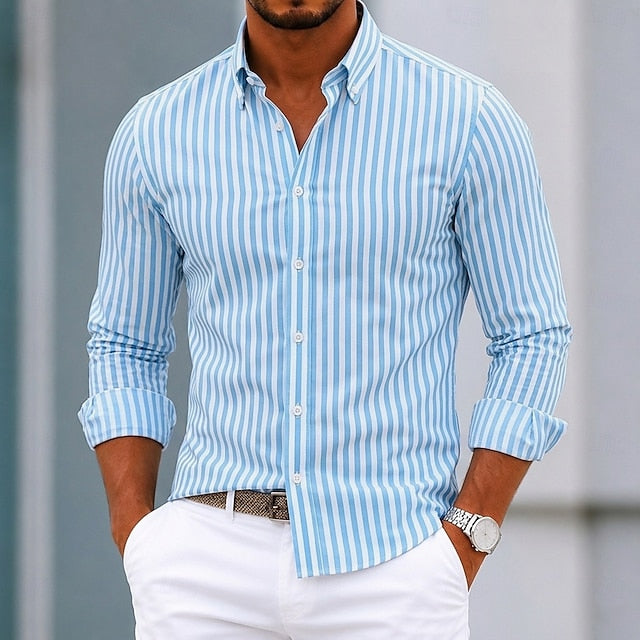 Sébastien | Chemise Rayée à Col Boutonné