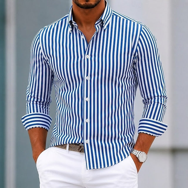 Sébastien | Chemise Rayée à Col Boutonné