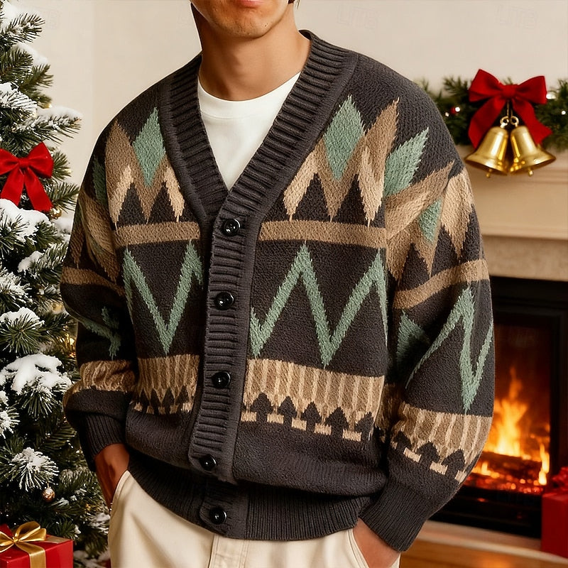 Maximilien | Cardigan de Noël Boutonné à Col V