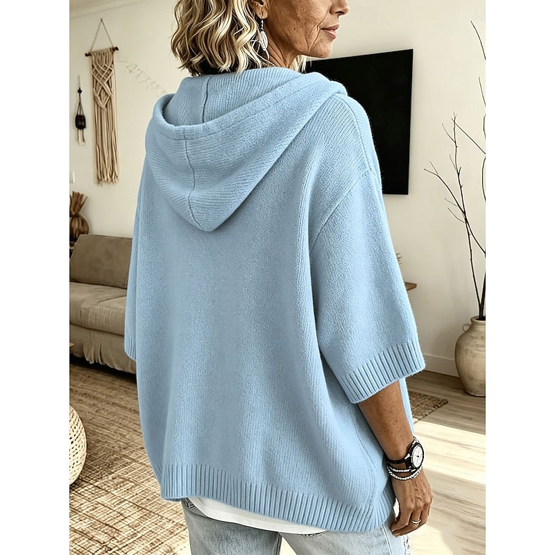 Agathe | Pull à Capuche Boutonné Décontracté