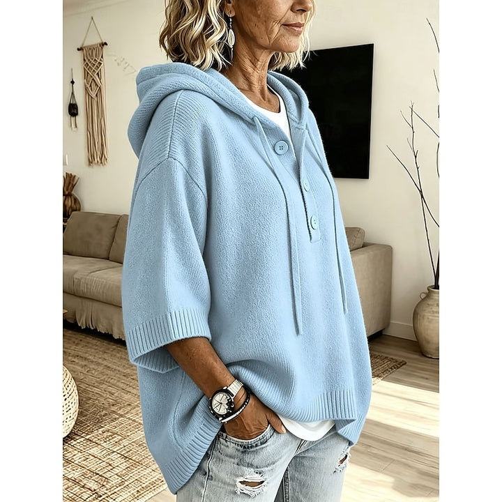 Agathe | Pull à Capuche Boutonné Décontracté