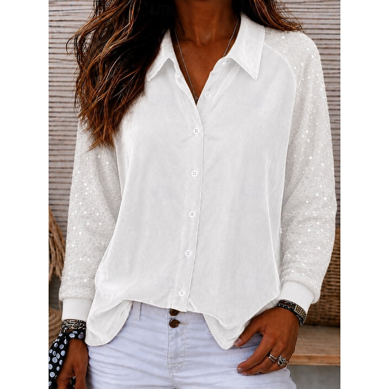 Fleur | Chemise Élégante à Manches Scintillantes