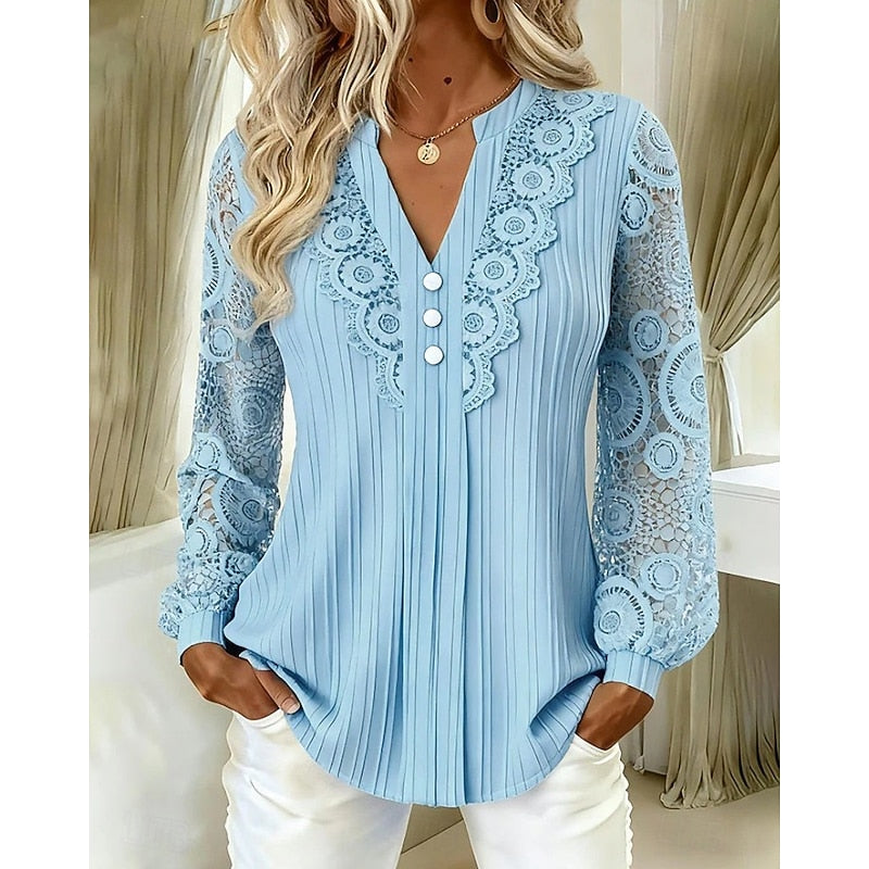 Roselyne | Blouse Élégante à Dentelle