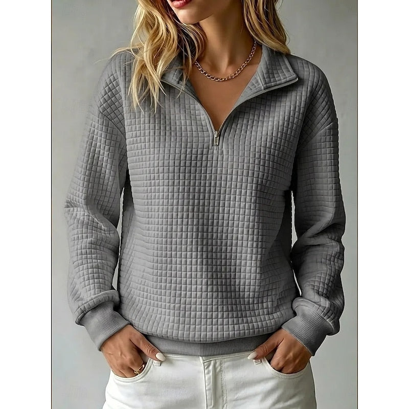 Simone | Sweat texturé à col zippé