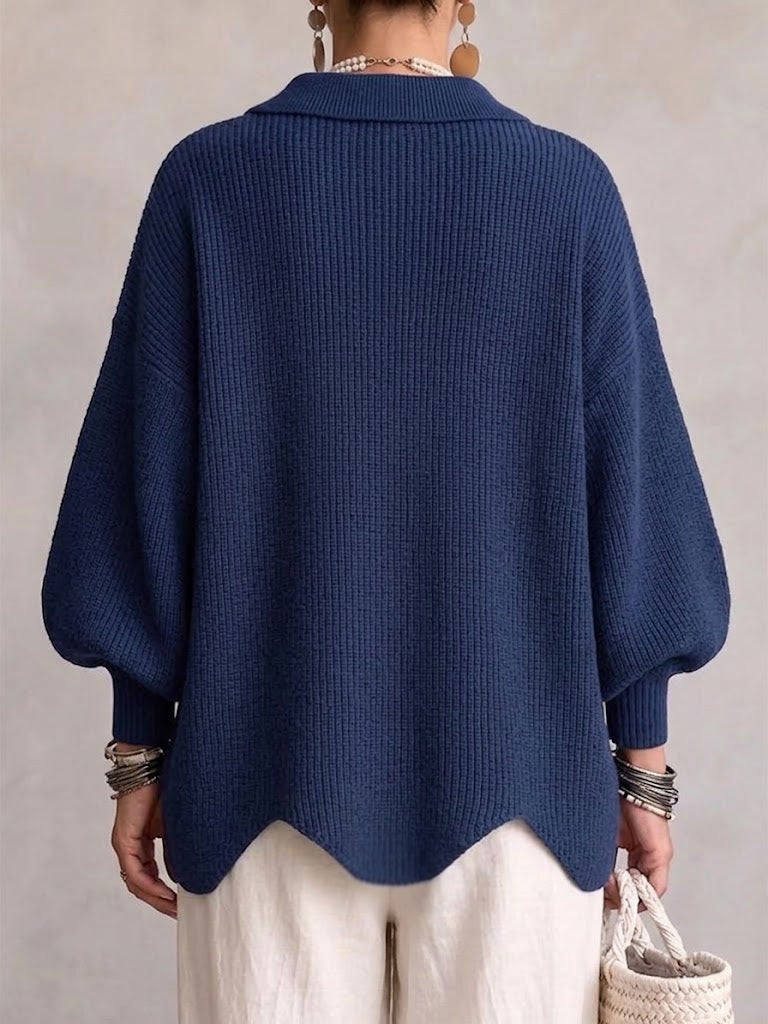Albane | Cardigan Oversize à Col Chemise et Boutons Dorés