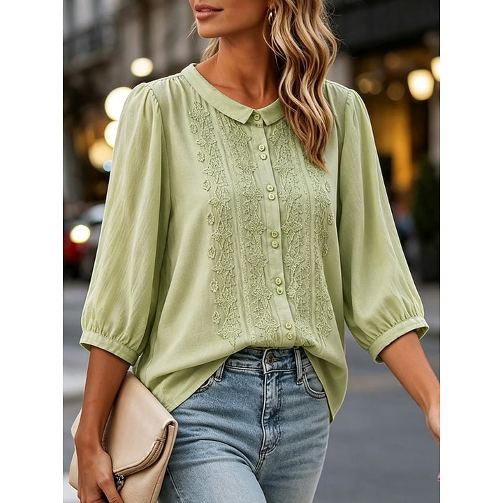 Josette | Blouse Brodée Col Claudine