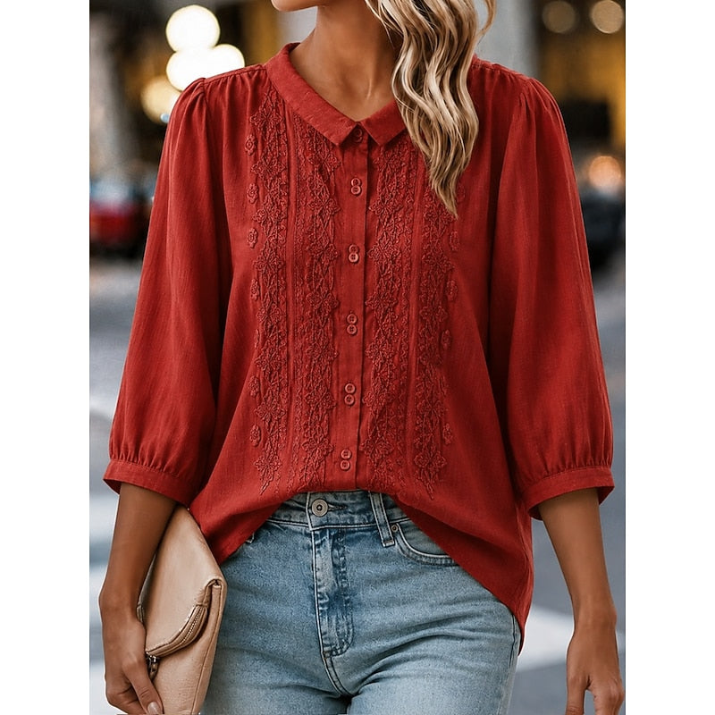 Josette | Blouse Brodée Col Claudine
