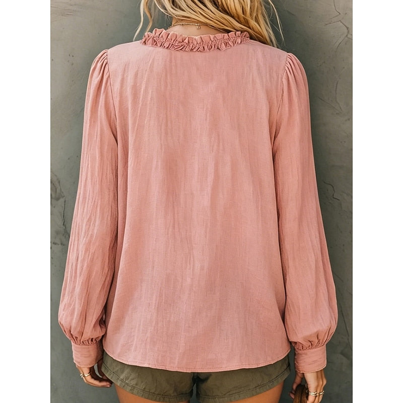 Marlène | Blouse Élégante à Col V Froncé