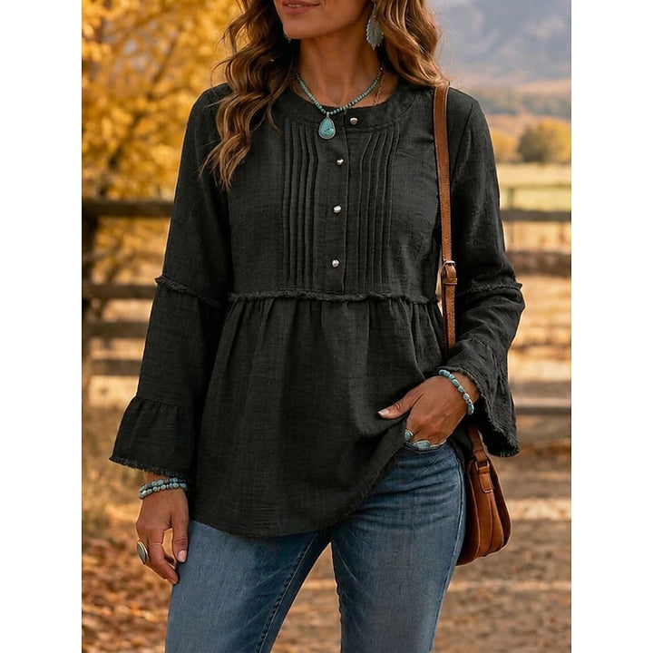 Aline | Blouse Bohème Froncée à Manches Longues