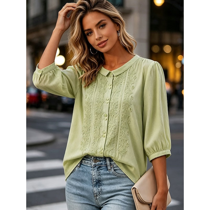Josette | Blouse Brodée Col Claudine