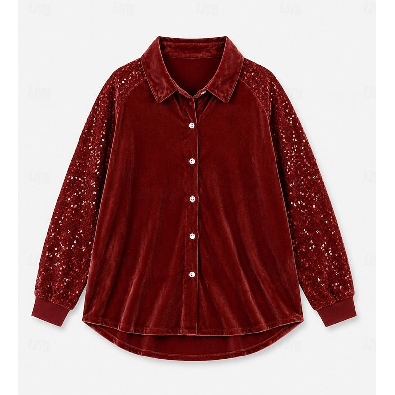 Fleur | Chemise Élégante à Manches Scintillantes
