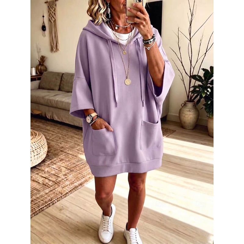 Coline | Robe Sweat à Capuche Décontractée