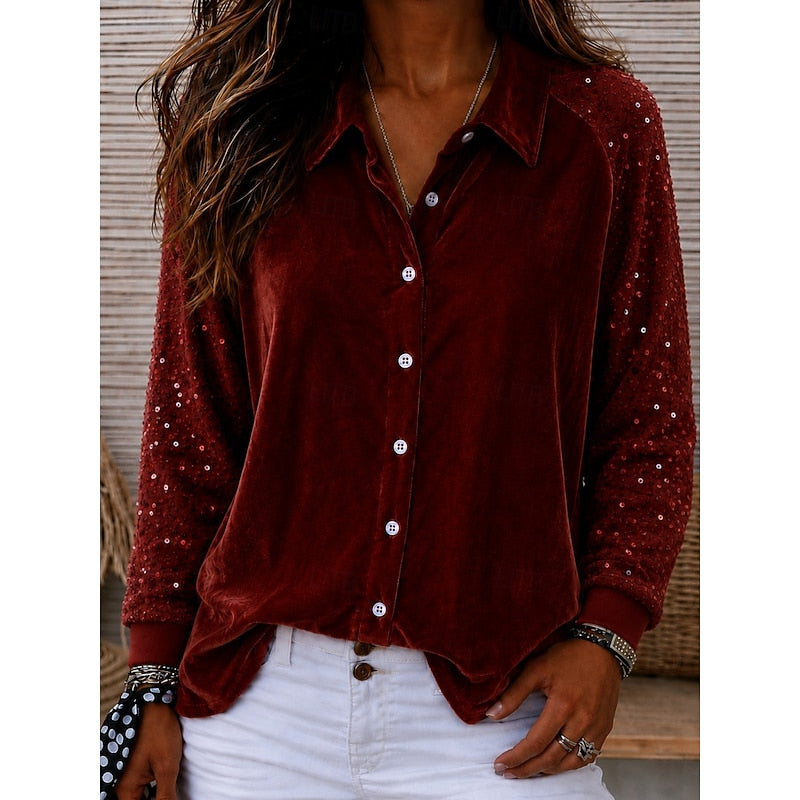 Fleur | Chemise Élégante à Manches Scintillantes
