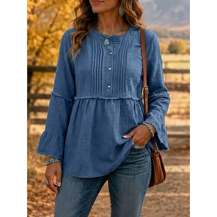 Aline | Blouse Bohème Froncée à Manches Longues